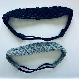2 Stylish Black and Gray Macrame Headbands for Ladies. (Box 1)